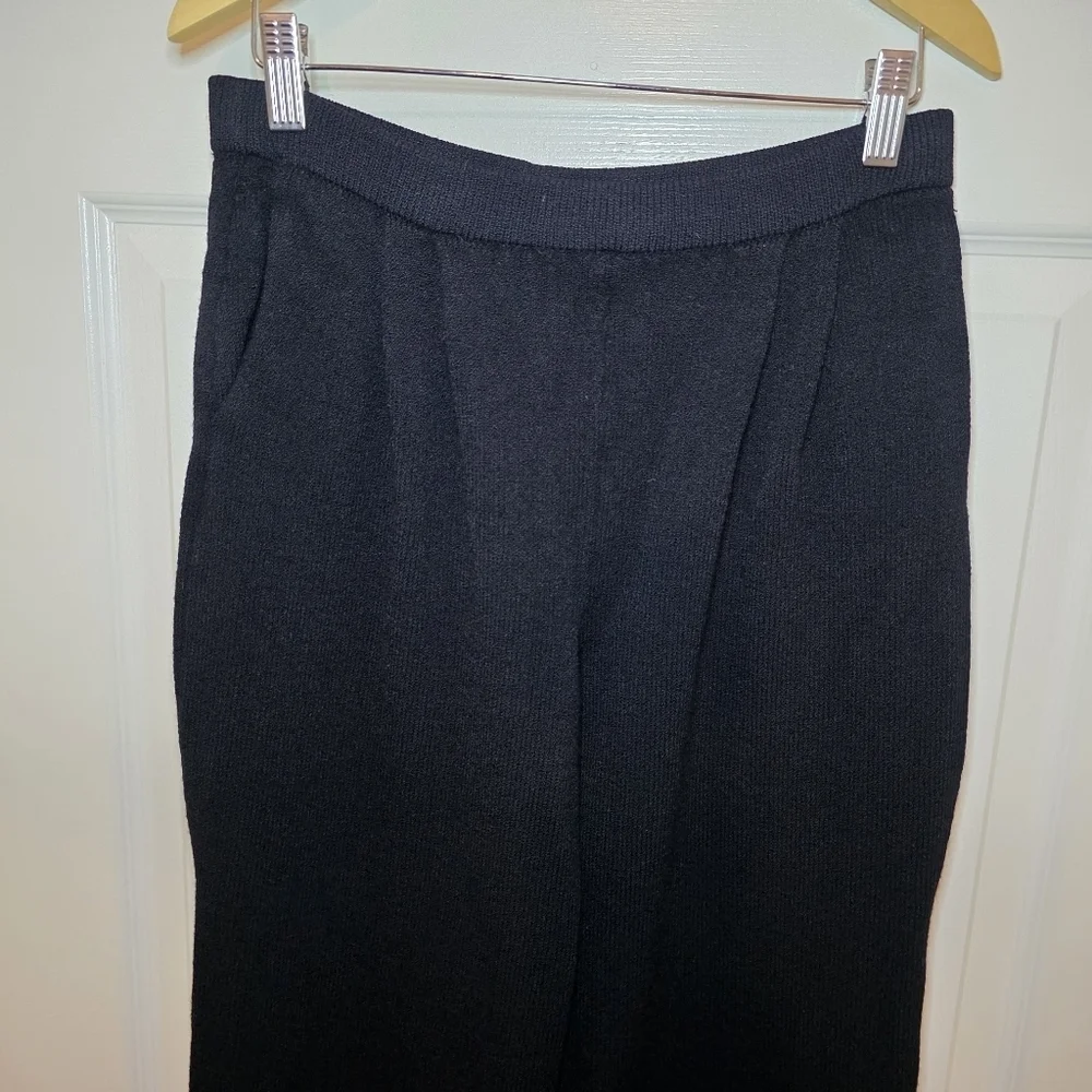 St John Santana Knit Straight Leg Crop High Waisted Pants Black Stretch Size 4 - Picture 2 of 11
